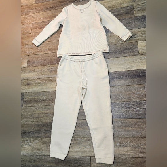 Cuddle Duds Cream 2 Piece Sweatpant Set Size Large